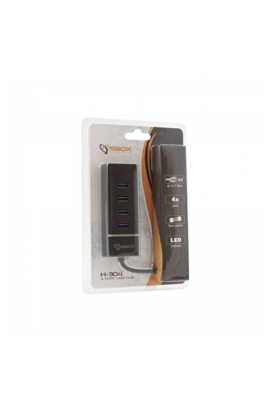 SBOX Hub USB H-304, 4 x USB 3.0, Negru