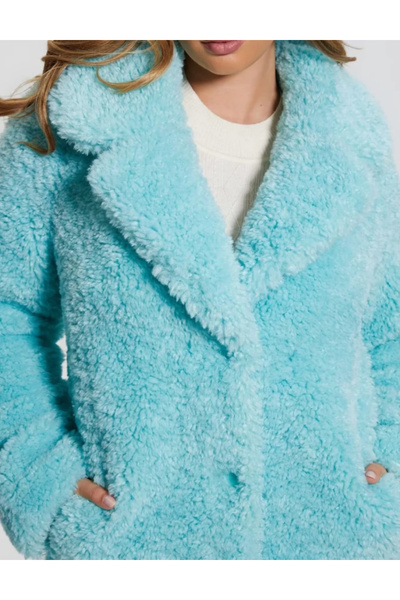Guess Fur Coat, turquoise