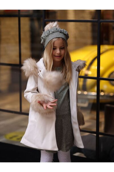 nisaykids Kız çocuk kaşe kaban ve bere takım