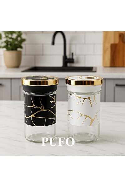 PUFO Set of 2 Ellegant glass containers for salt, pepper or spices, 10 cm - practical and elegant