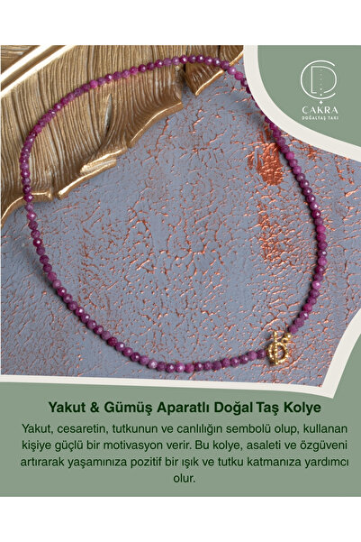 ÇAKRA DOĞAL TAŞ Yakut & Gümüş Aparatlı Doğal Taş Kolye