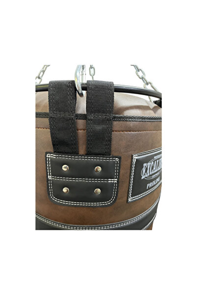 Excalibur Proline Steel Salon Tipi Profesyonel Çemberli Boks Torbası 120 x 35 Kahve