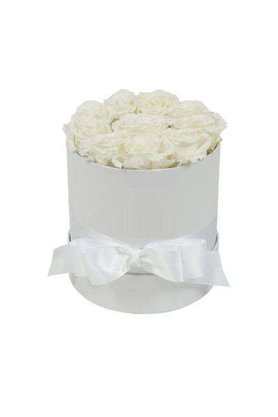 velve Aranjament floral, Trandafiri parfumati de sapun, in cutie alba Luxury ...