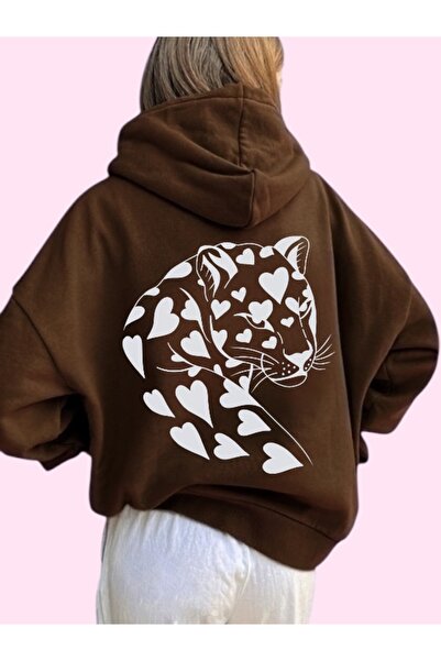 ArtYus Unisex Heart Tiger Colorful Custom Printed Cotton Oversize Hooded Sweatshirt