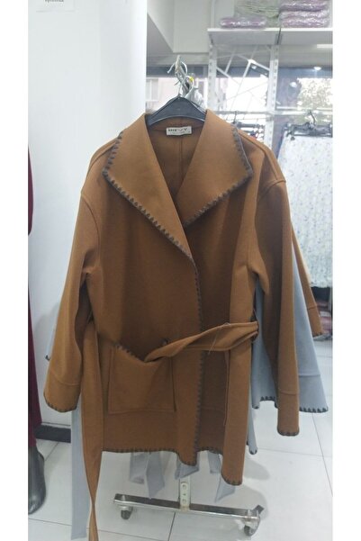 STYLENEST Women's Long Sleeve Double Breasted Collar Belted Pocket Coat