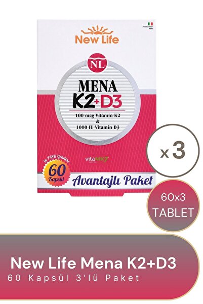 New Life Mena K2+D3 60 Capsules 3 Pieces