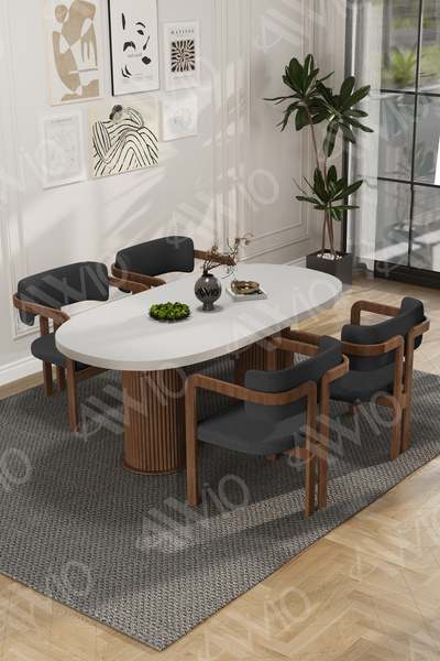 AVVİO White Serisi Bohem Ayak 4'lü Tokyo Metal Demonte Sandalye 80x140 Masa S...