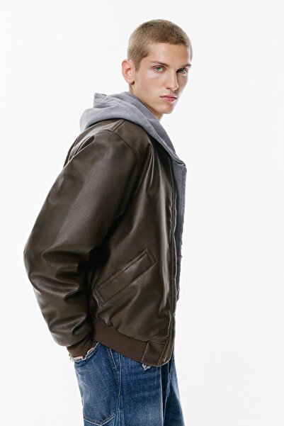 Pull & Bear Suni Deri Bomber Ceket