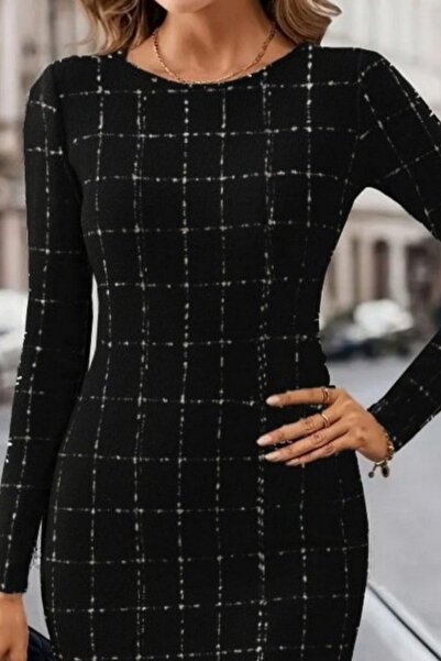 Mossta Дълга рокля с дълги ръкави и midi дължина - черна