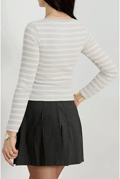 BİGÜMEX V-подібний виріз, смугастий, з довгими рукавами, блуза-кашемір