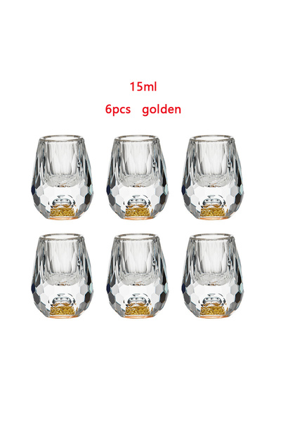 Choice طقم كؤوس كريستالية ذهبية اللون، 6 قطع، 15 مل، كأس صغير للفودكا، كؤوس ن...