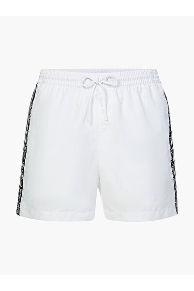 Calvin Klein Men's Lace-Up Swim Shorts – Logo Stripe