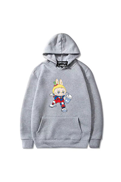 Minga London Γκρι φούτερ με στάμπα Labubu -Mingalondon