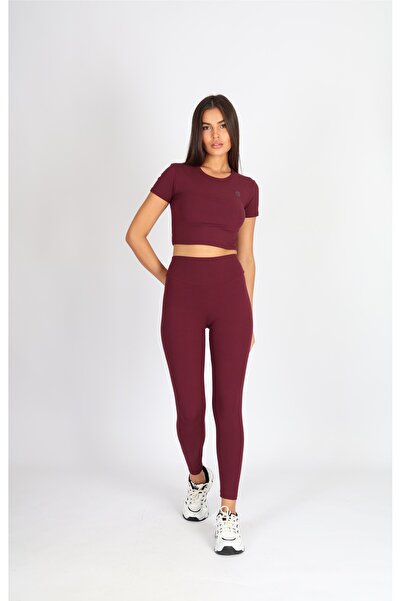 soft&basic Colanți din țesătură premium Fit efect modelator și elastic Burgun...