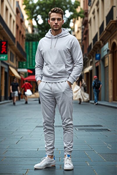 EXCLUSIVE STYLE Cotton tracksuit - exclusive GRAY