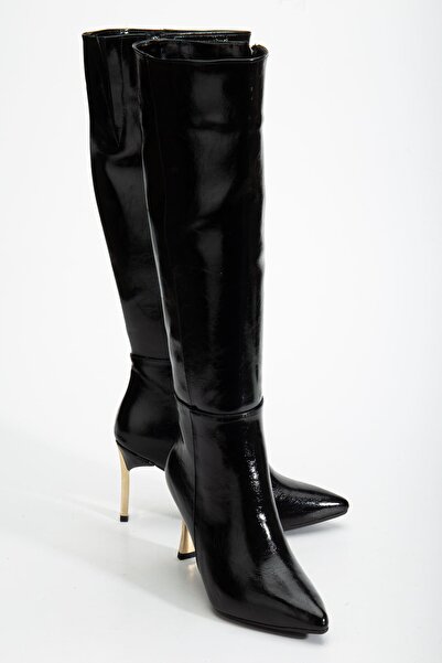 Hayalimdeki Ayakkabı Жіночі чорні лаковані черевики з гострим носком і тонким каблуком