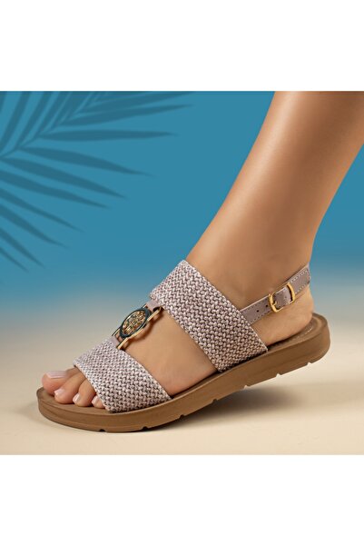 BMoD Sandale mov pentru femei cu accesoriu decorativ MOD13895