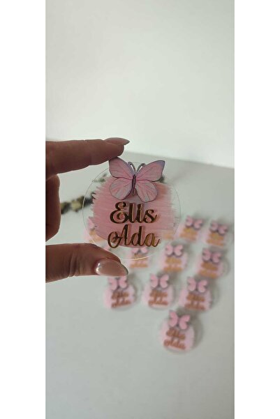 hoby shop Pleksi Pembe Kelebek Magnet 20adet