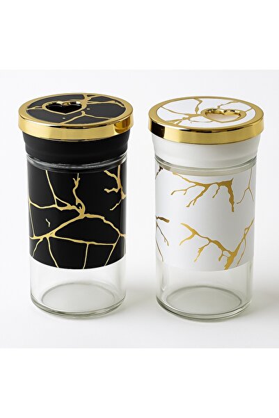 PUFO Set of 2 Ellegant glass containers for salt, pepper or spices, 10 cm - practical and elegant