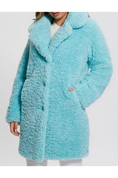 Guess Fur Coat, turquoise