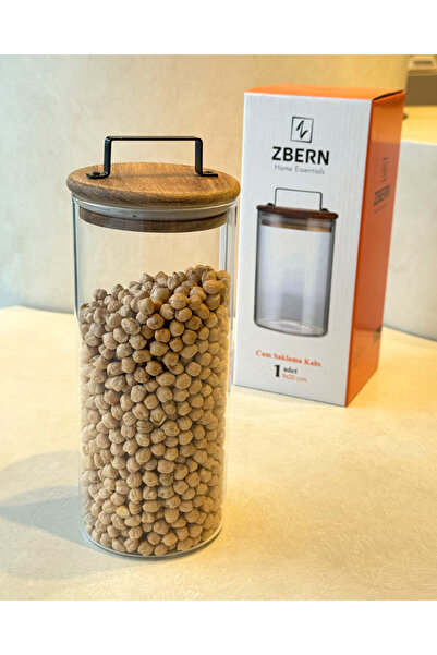 ZBERN Akasya Kapaklı Cam Saklama Kavanozu - 9x20 CM