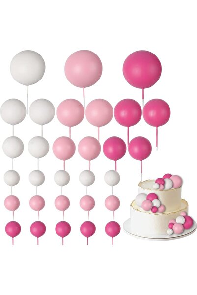 Choice 30pcs pink 30Pcs DIY Cake Insert Ball Cake Picks Cupcake Topper for Birthday Party Wedding Decoratio