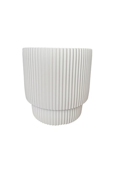 YAPAY ÇİÇEKÇİNİZ Çift Kalı Çizgili Modern Saksı
