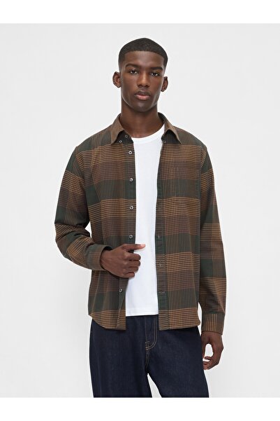 GAP Erkek Koyu Kahverengi Standart Fit Oxford Gömlek