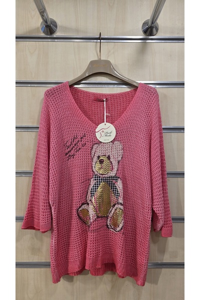 Park Moda Μοτίβο αρκουδάκι σε ιταλική μπλούζα Mercerized