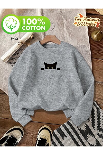 Lider Leather Суитшърт с принт и обло деколте – унисекс – 2-слоен полиестер с...