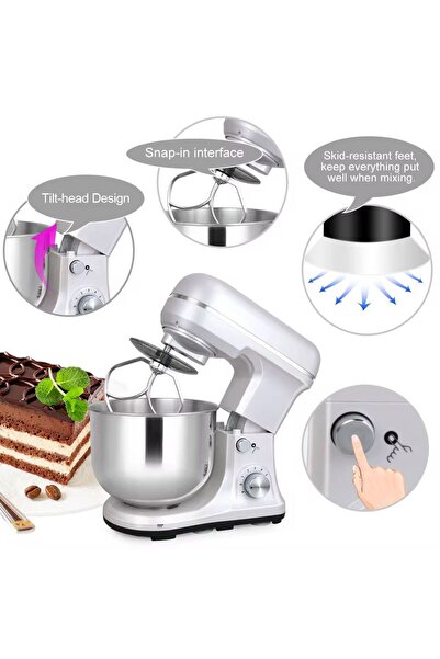 hoffmans Ανθεκτικό επαγγελματικό μίξερ μπολ - 1200W, 8L, 6 ταχύτητες, λειτουργία Turbo, ανοξείδωτο ατσάλι, ζύμωμα ζύμης