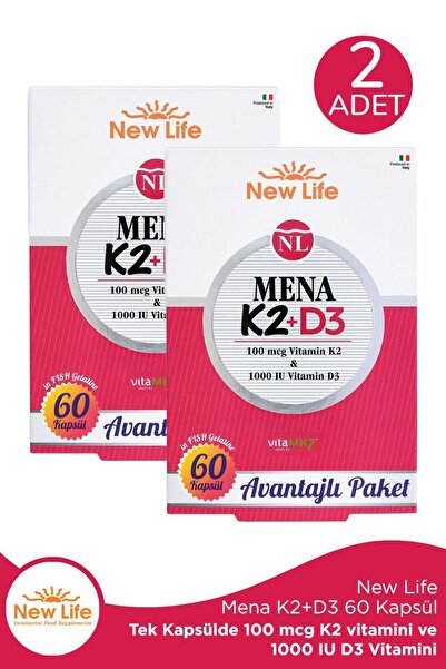 New Life Mena K2+D3 60 Capsules 2 Pieces