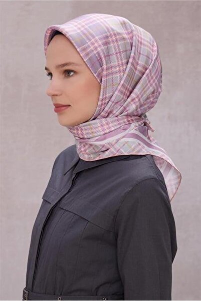 Belli Tivil Pure Silk Scarf 4218 - 35 Λιλά Καρό Σχέδιο