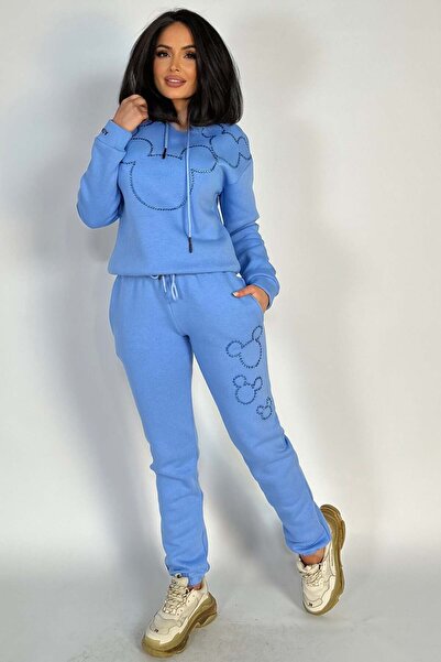 WildFashion Trening fashion OVERSIZE din bluza si pantaloni accesorizat cu strasuri colorate V627-4