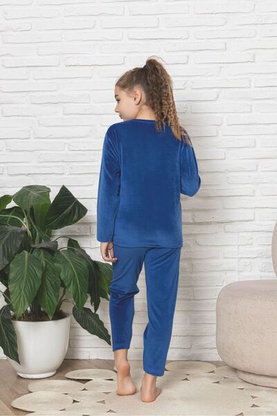 Asel Set de pijamale cu mâneci lungi din țesătură din catifea moale din Lycra pentru copii