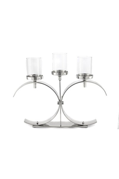 Mikasa Moor Gümüş 3lü Cam Mumluk 51x8x40cm