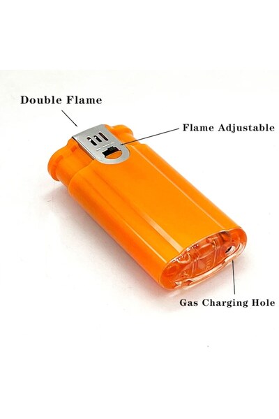 dalimag Rechargeable Double Flame Windproof Lighter, 6 cm, Orange,
