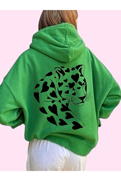 ArtYus Unisex Heart Tiger Colorful Custom Printed Cotton Oversize Hooded Sweatshirt