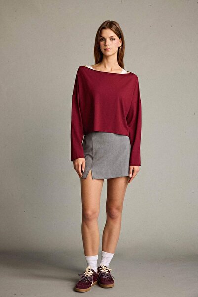 DeFacto Regular Fit Boat Neck Modal Sweatshirt G3333Ax25Wn