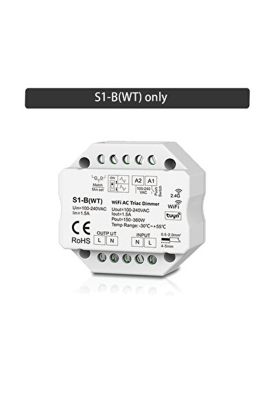 Choice S1-B(WT) Tuya Smart Life WiFi AC Triac Dimmer Controller Push Switch 2.4G Wireless Rotary Knob Dimmi