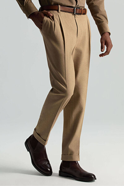 Hemington Pamuk Kaşmir Karışım Camel Relax Chino Pantolon