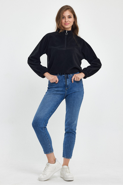 Superlife Γυναικείο φούτερ με μισό φερμουάρ Softech Fleece, άνετο και ελαστικό, spr24pwk99