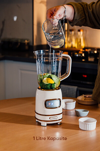 teknotrust Kişisel 1L Öğütücülü ve Şişeli Smoothie Blender Seti Bej Renkli