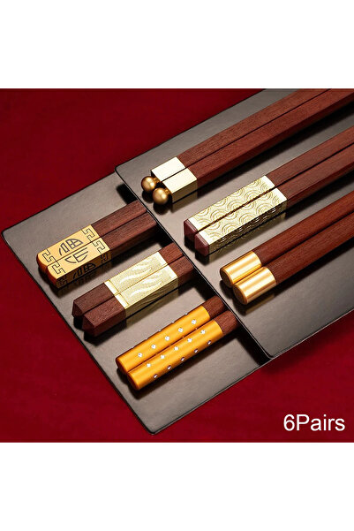 Choice 6 أزواج من عيدان تناول الطعام الصينية المصنوعة من الخشب الأحمر، 5/6/8/...