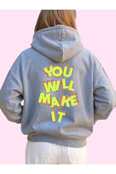 ArtYus Unisex You Will Make It Colorful Custom Printed Cotton Oversize Hooded Sweatshirt
