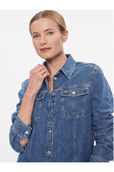 Tommy Jeans Rochie din denim pentru femei DW0DW17542 Albastră