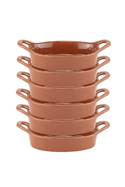 Culinaro Set 6 tavi ovale de copt ceramica stil traditional 27x14,3xh7cm,maro