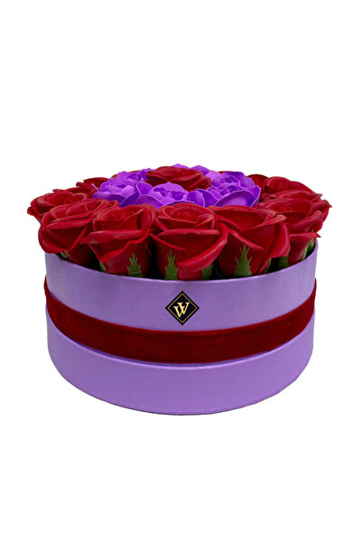 velve Aranjament floral Special Eternity in cutie rotunda cu 21 trandafiri sa...