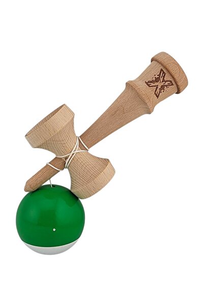 Kendama USA Kendama X Originala, Profesionala, Flippy, Jucărie din lemn super lipicioasă, 18 cm, Verde Alb