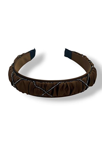 TAKIŞTIR Κορώνα με λεπτομέρεια από πέτρα σε καφέ χρώμα